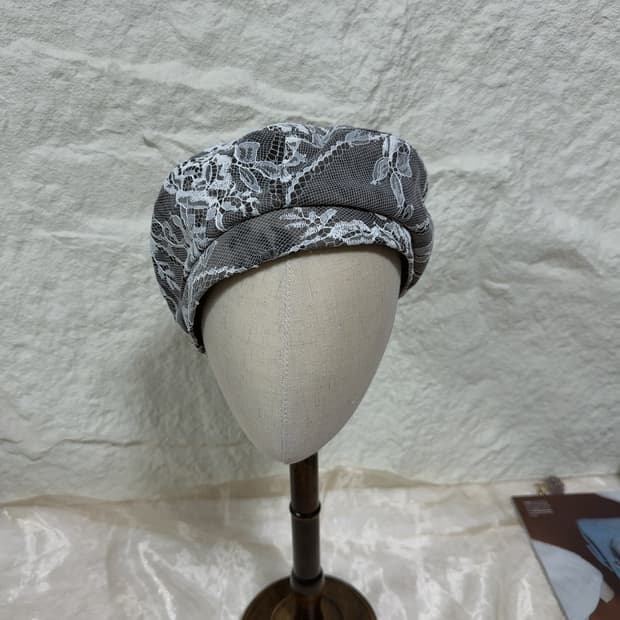 빈티지 그레이 레이스 조절가능 베레모
