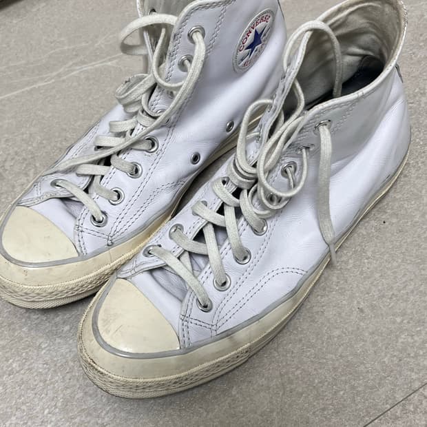 컨버스 척 70 하이 레더 화이트 260