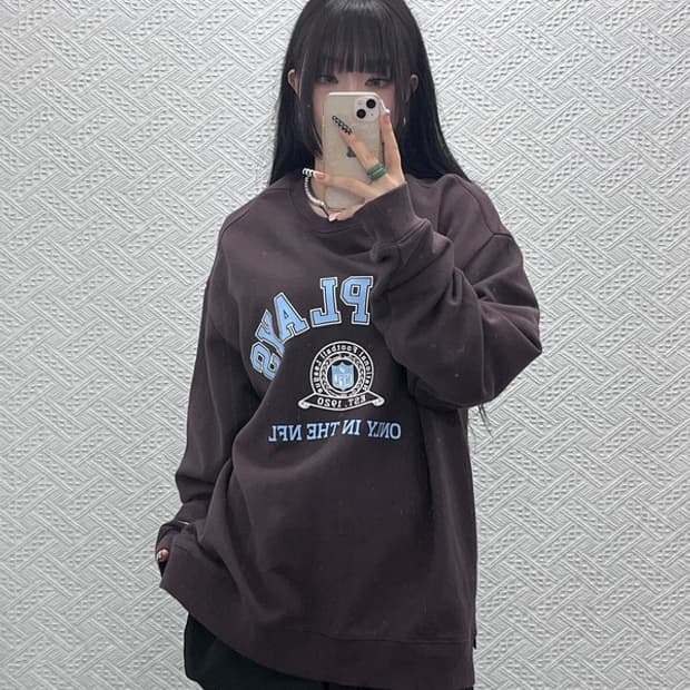 NFL 올드스쿨 키치 프린팅 초코무스 오버핏 맨투맨 XL C10543