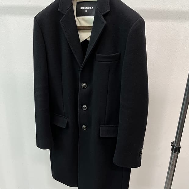 100) 디스퀘어드 블랙 싱글 울코트