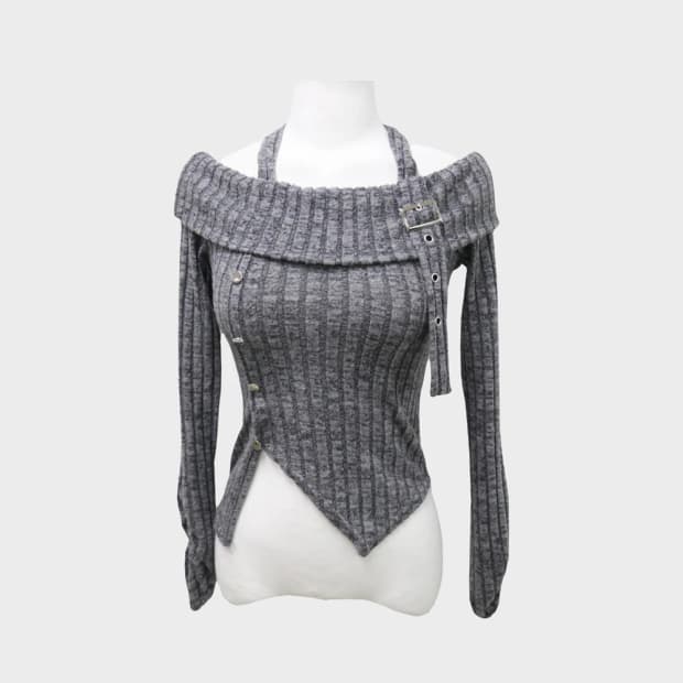 홀터넥 오프숄더 니트 66831