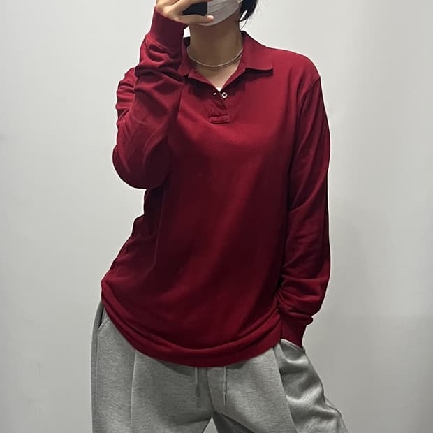 폴로 랄프로렌 긴팔 카라티 버건디 L [051405]