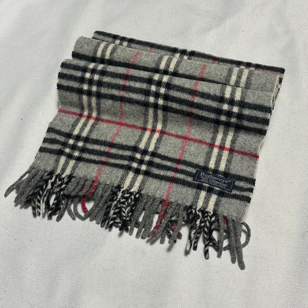 OS 버버리 그레이 노바체크 램스울 머플러 