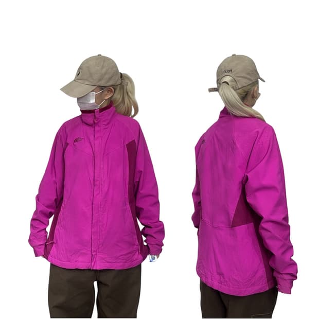 노스페이스 핑크 여성용 고프코어 안감 털 기모 후리스 바람막이 자켓 XL