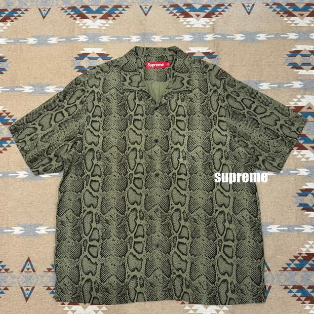 [XL] 슈프림 스네이크 숏슬리브 셔츠 올리브 - 24SS
