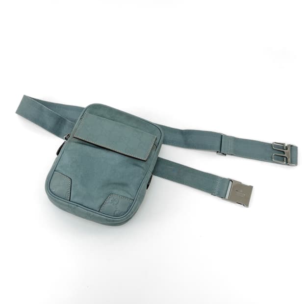 구찌 GG 나일론 & 레더 벨트백 더스티 블루 161823