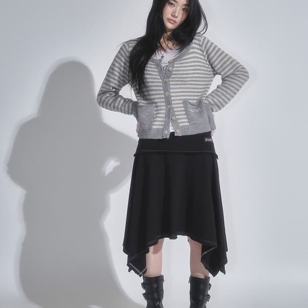 애즈온 레나 언발란스 스커트 블랙