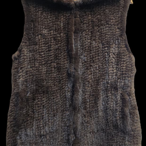 밍크 후드 베스트 M