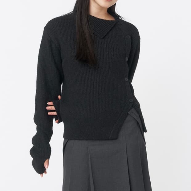 미세키서울 사이드버튼 니트 블랙