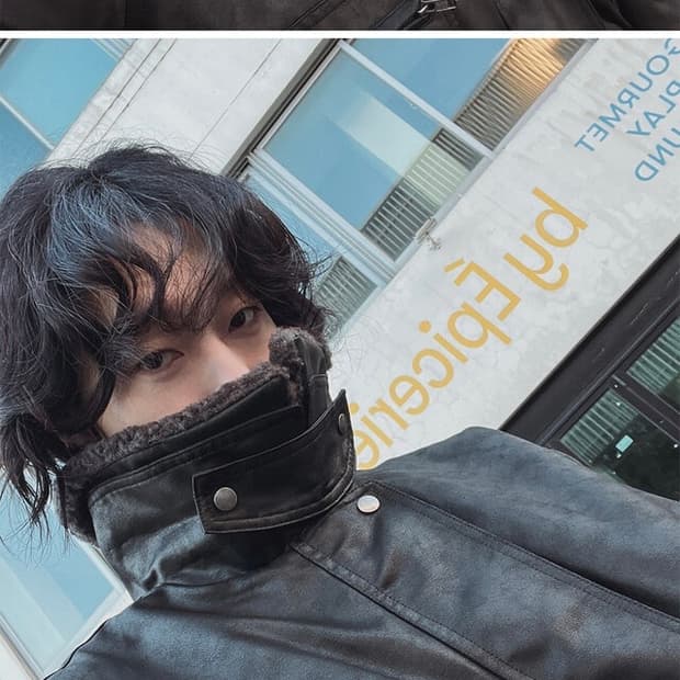 로우칸 크랙 숏 무스탕 블랙