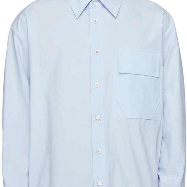 솔리드옴므 오버핏 페이퍼셔츠 스카이블루