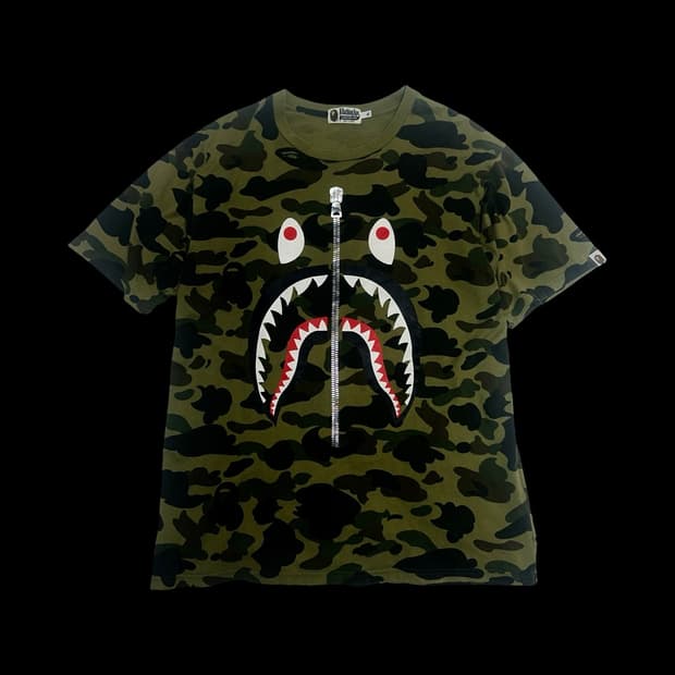 베이프 샤크 녹계 티셔츠