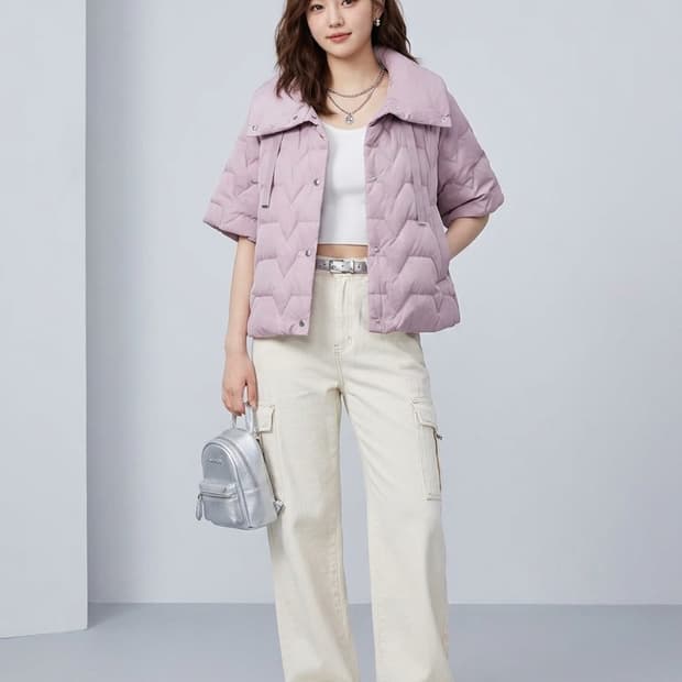 칼 라거펠트 파리스 구스다운 반팔 크롭 패딩 자켓