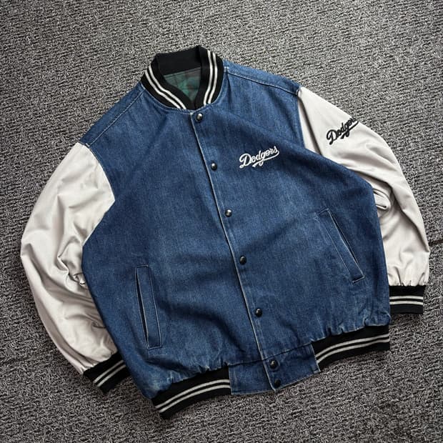 00s 빈티지 LA 다져스 빅로고 올드스쿨 데님 바시티 자켓 2392 