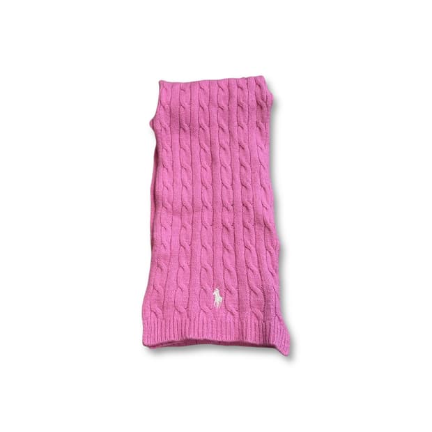 랄프로렌 화이트 미니포니 핑크 케이블 머플러