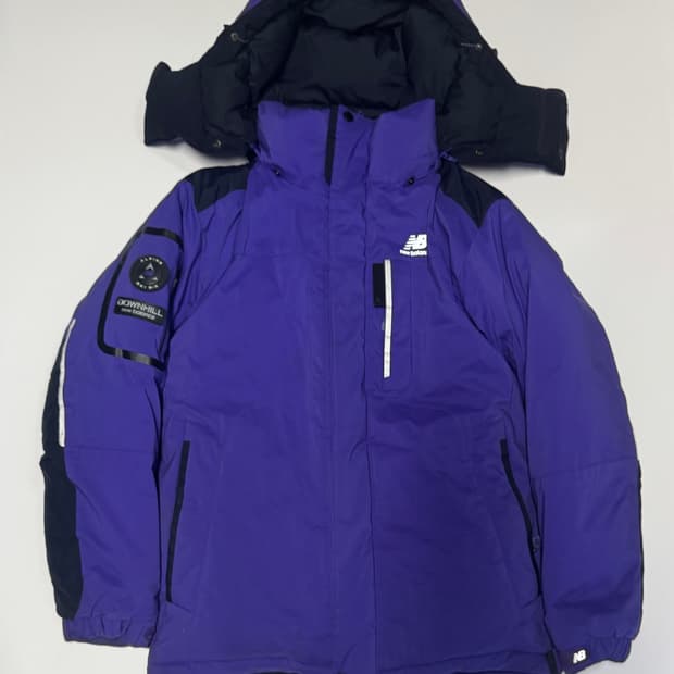 여성 뉴발란스 덕 다운 후드 패딩 점퍼 퍼플 M