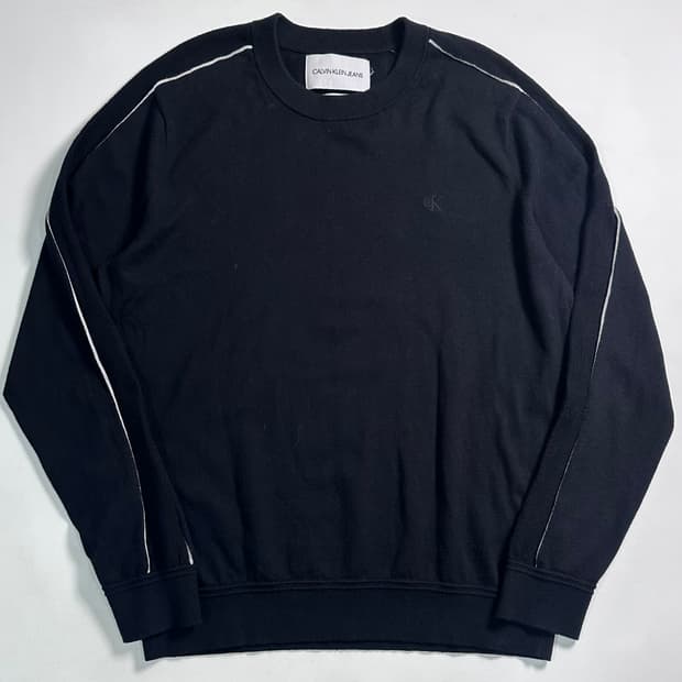 캘빈클라인 로고 사이드라인 울 니트  