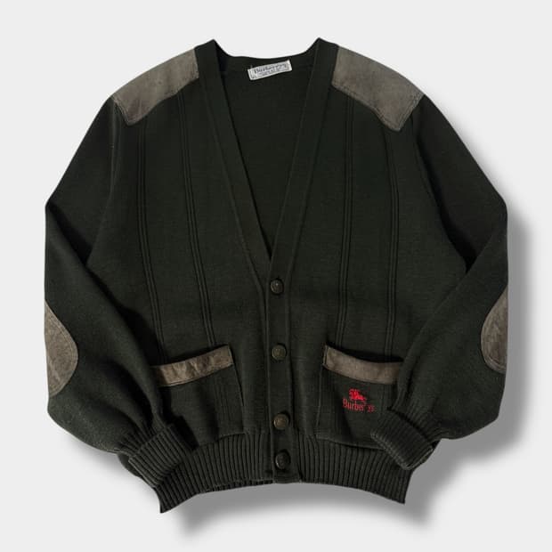 버버리 90‘s 오버핏 카키 코만도 니트 울 가디건