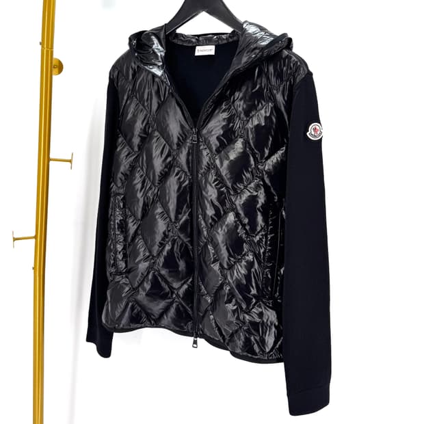 [L사이즈] 몽클레어 울 니트 후드 패딩 자켓 블랙