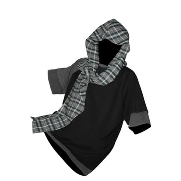 [L] 콰스 체크 후드 반팔