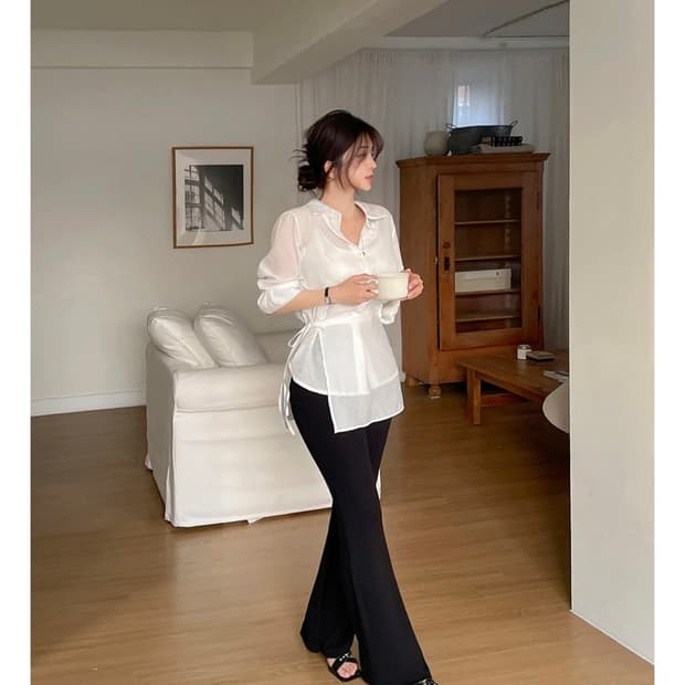 레이어드 랩 셔츠 화이트, 블랙 원가 36800원