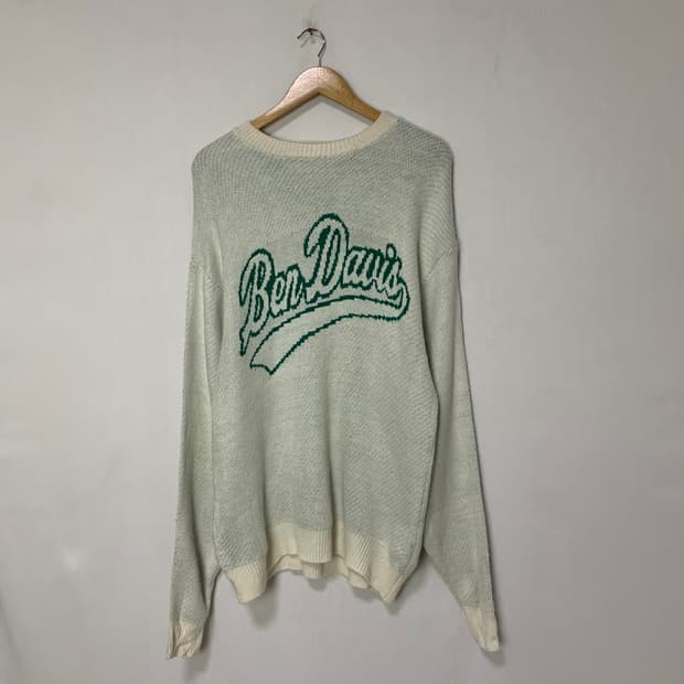 벤 데이비스 로고 니트 스웨터 빈티지 그린 M 남녀공용