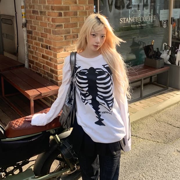 밴슨 본 스켈레톤 화이트 롱슬