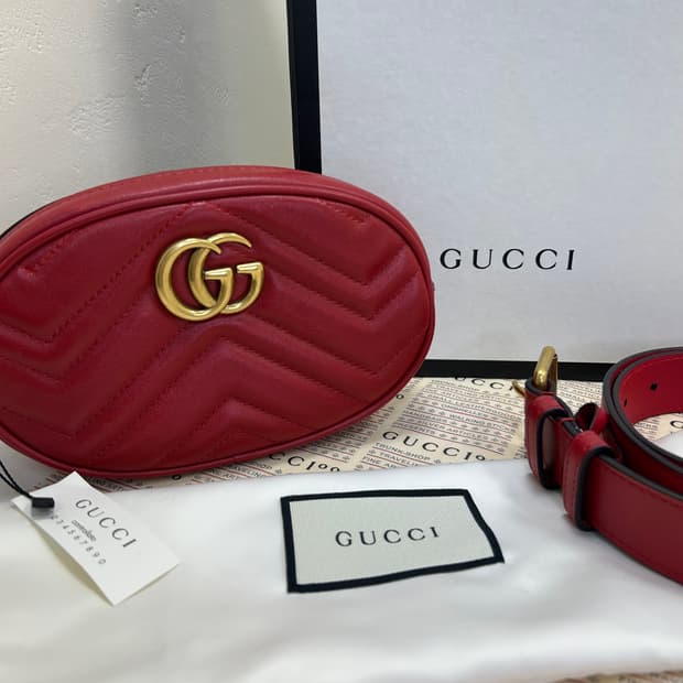 (새상품)구찌 마몽 마틀라세 벨트백 레드