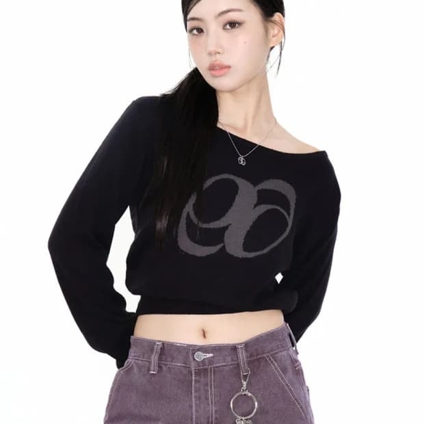 애즈온 보트넥 니트 블랙