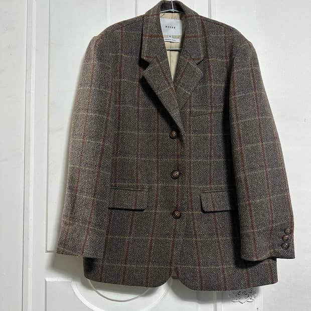 모한 오버핏 울 체크 블레이저