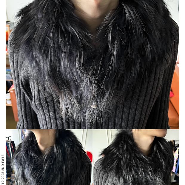 City Giee Real Raccoon Black Fur Muffler