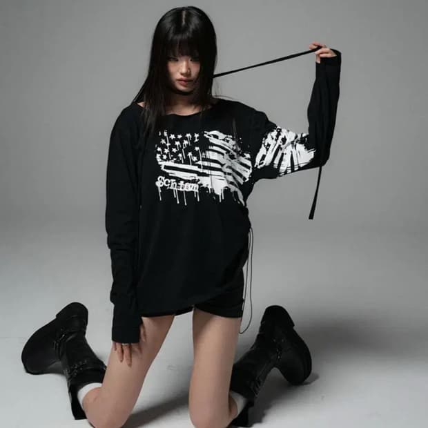 스키즘인듀싱 그래픽 롱 슬리브 티셔츠