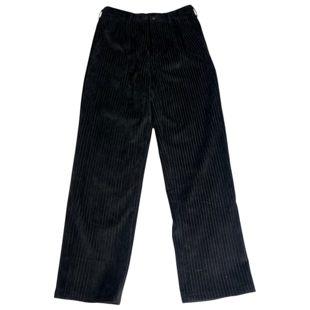 블랙 핀스트라이프 코듀로이 와이드 팬츠 32