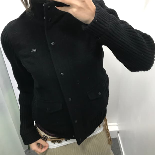 라코스테 블랙 니트 모자켓