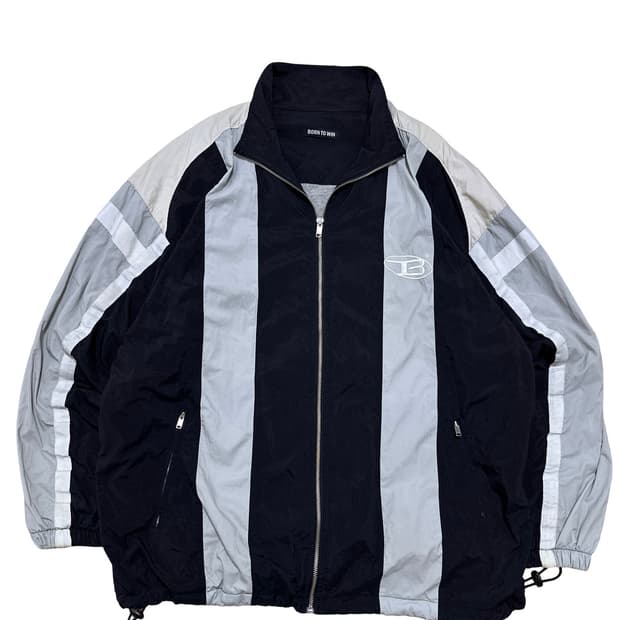 본투윈 블랙/실버 나일론 바람막이