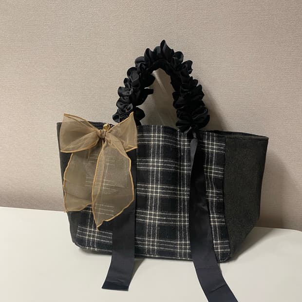 악세스팜 엑세스팜 키치 셔링 체크 토트백 가방 빈티지