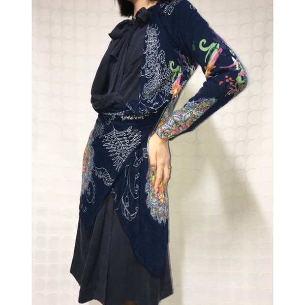 데시구알 입체 재단 프린트 원피스