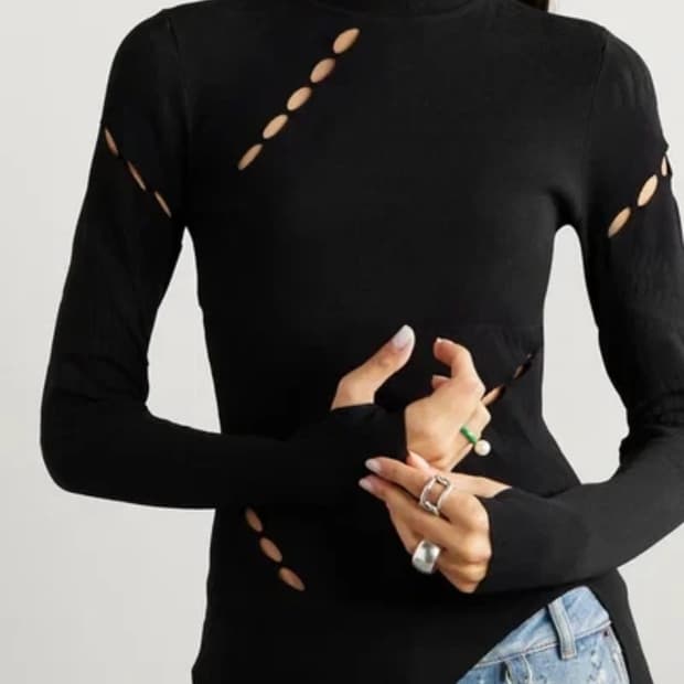 Y-3 아디다스 요지 야마모토 잉건 컷아웃 니트 탑 블랙 