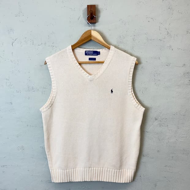 폴로랄프로렌 빈티지 크림 아이보리 니트 조끼