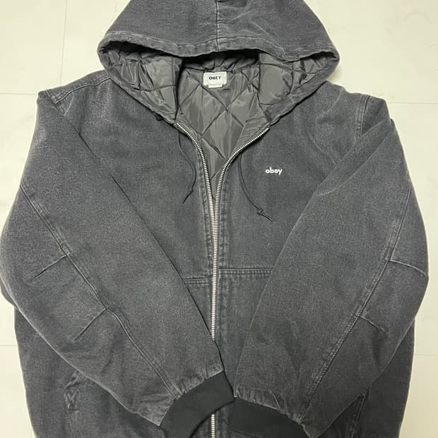 OBEY 윌턴 후드 데님 봄버 자켓 XL