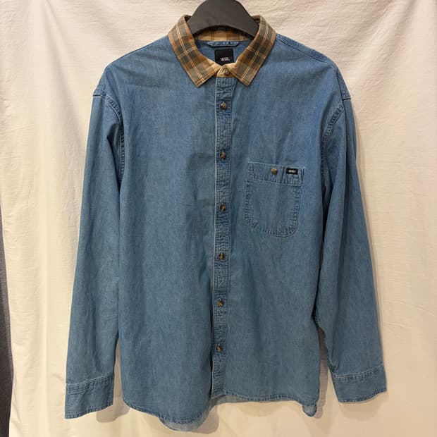 반스 데님 셔츠 남방 카라체크 청남방