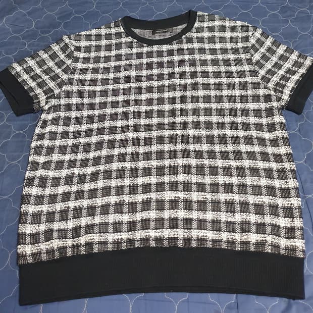 MOOD 트위드 반팔티 블랙&화이트 (M)