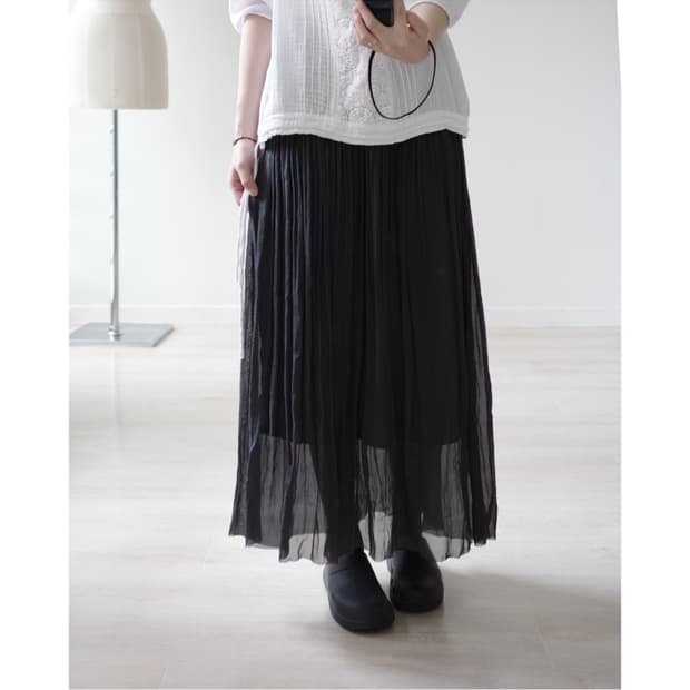 SACRA charcoal pleated long skirt