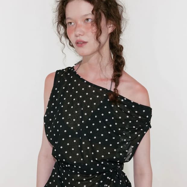 Dot Off Shoulder Top (Black)