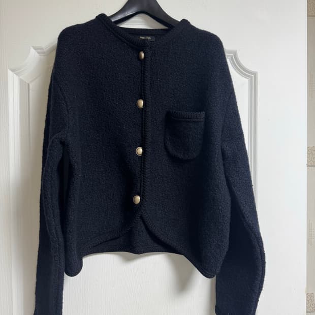 여성 마시모두띠 골든 버튼 디테일 텍스처드 니트 가디건: M사이즈