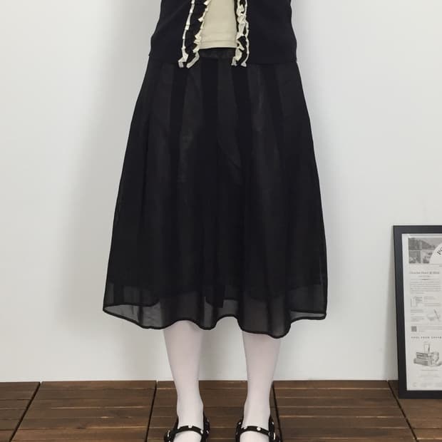  'Bamboo' Black Dotted Midi Skirts
