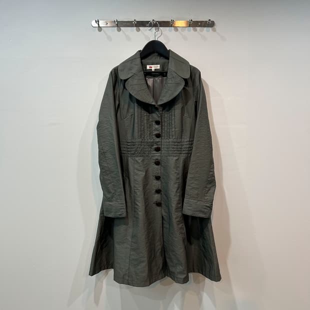 카키 레이온 롱 자켓