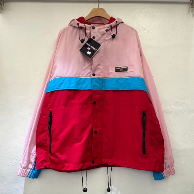 폴로 스포츠 랄프로렌 삼색 배색 바람막이 자켓