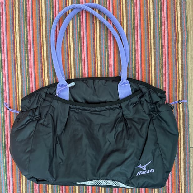 [MIZUNO] 블랙 패디드 나일론 토트백