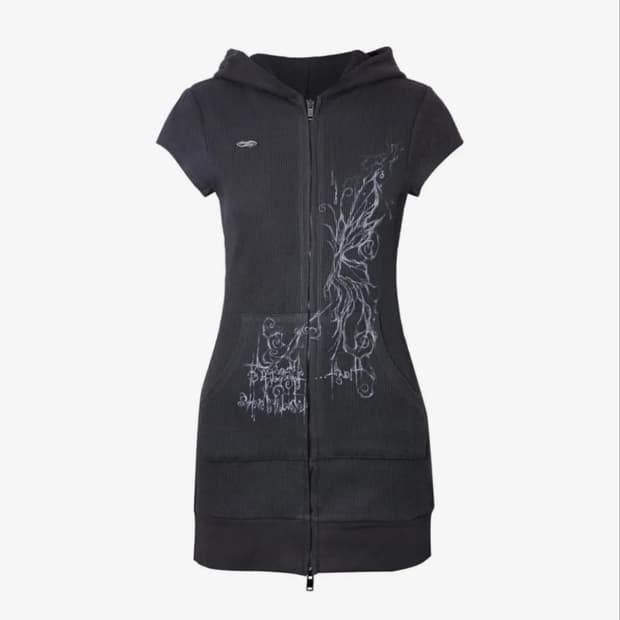 허그유어스킨 롱 후드집업 SS.ver 차콜